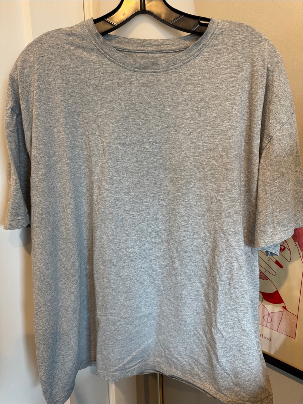 The Gym People Classic Women’s Oversized Neck T-Shirt, Heather Grey, Size M